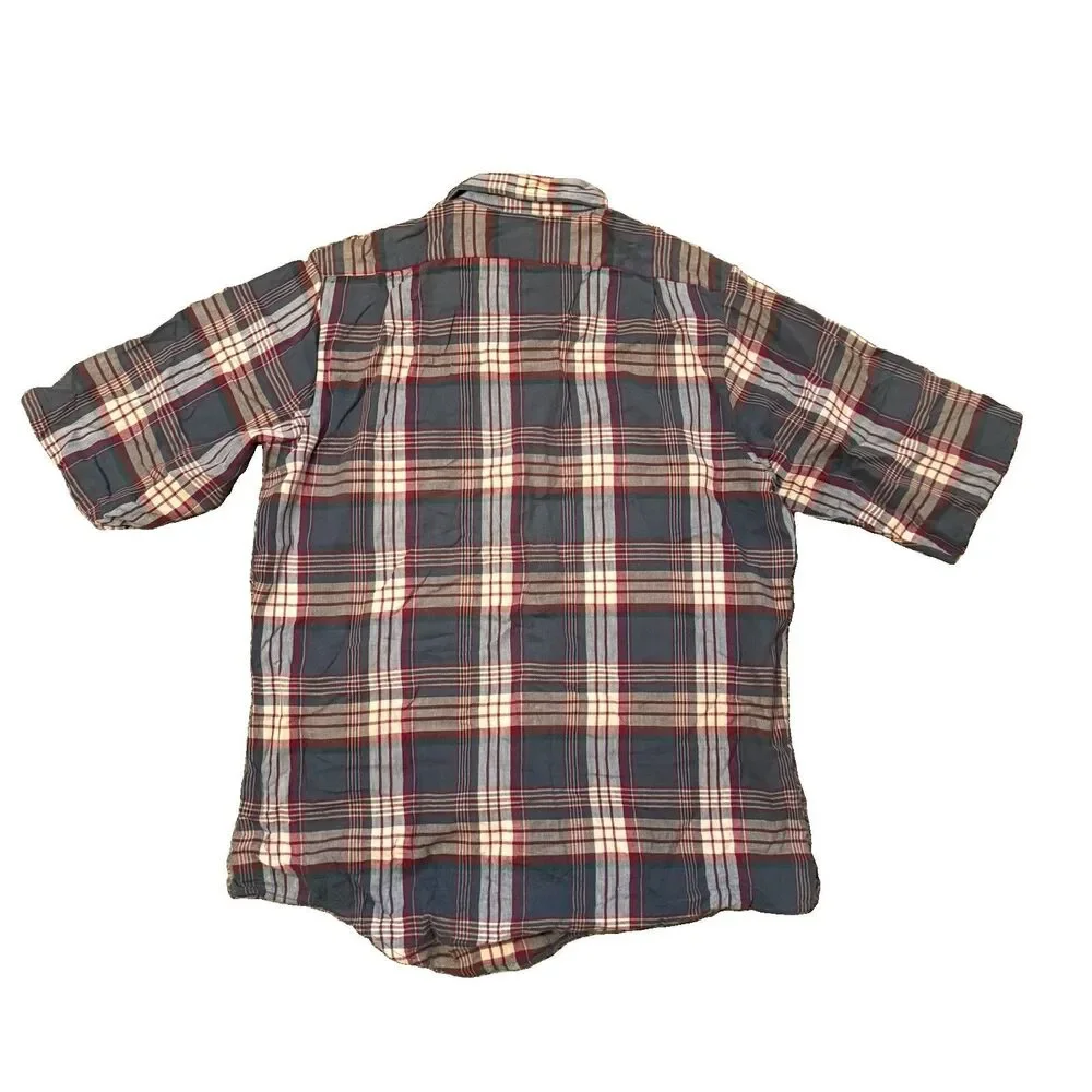 Vintage Levis Shirt Mens Large Multicolor Plaid Short Sleeve Button Up Casual